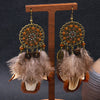 Bohemian Feather Tassel Dream Catcher Earrings - Festigal