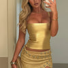 Metallic Bandage Lace Up Top