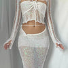Distressed Knitted Sequin Three Piece Set - Festigal