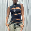 Denim Cut-Out Tank Top - Festigal