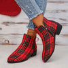 Red Plaid Ankle Boots - Festigal