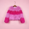 Rainbow Striped Shaggy Faux Fur Coat
