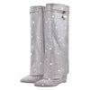 Rhinestone Knee High Wedge Boots