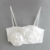 3D White Rose Cami Crop Top - Festigal