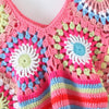 Colourful Crochet Cropped V Neck Top - Festigal