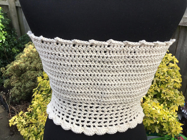 Handmade Crochet Basque Style Tube Top Adjustable Ties - Festigal