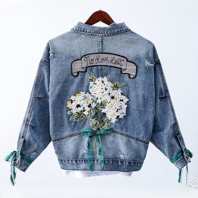 🌸 Flower Bouquet Denim Jacket