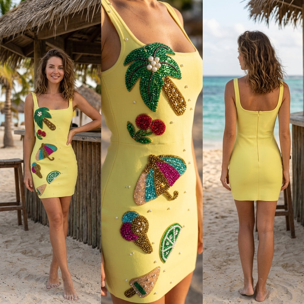 Holidays Sequin Applique Bodycon Dress