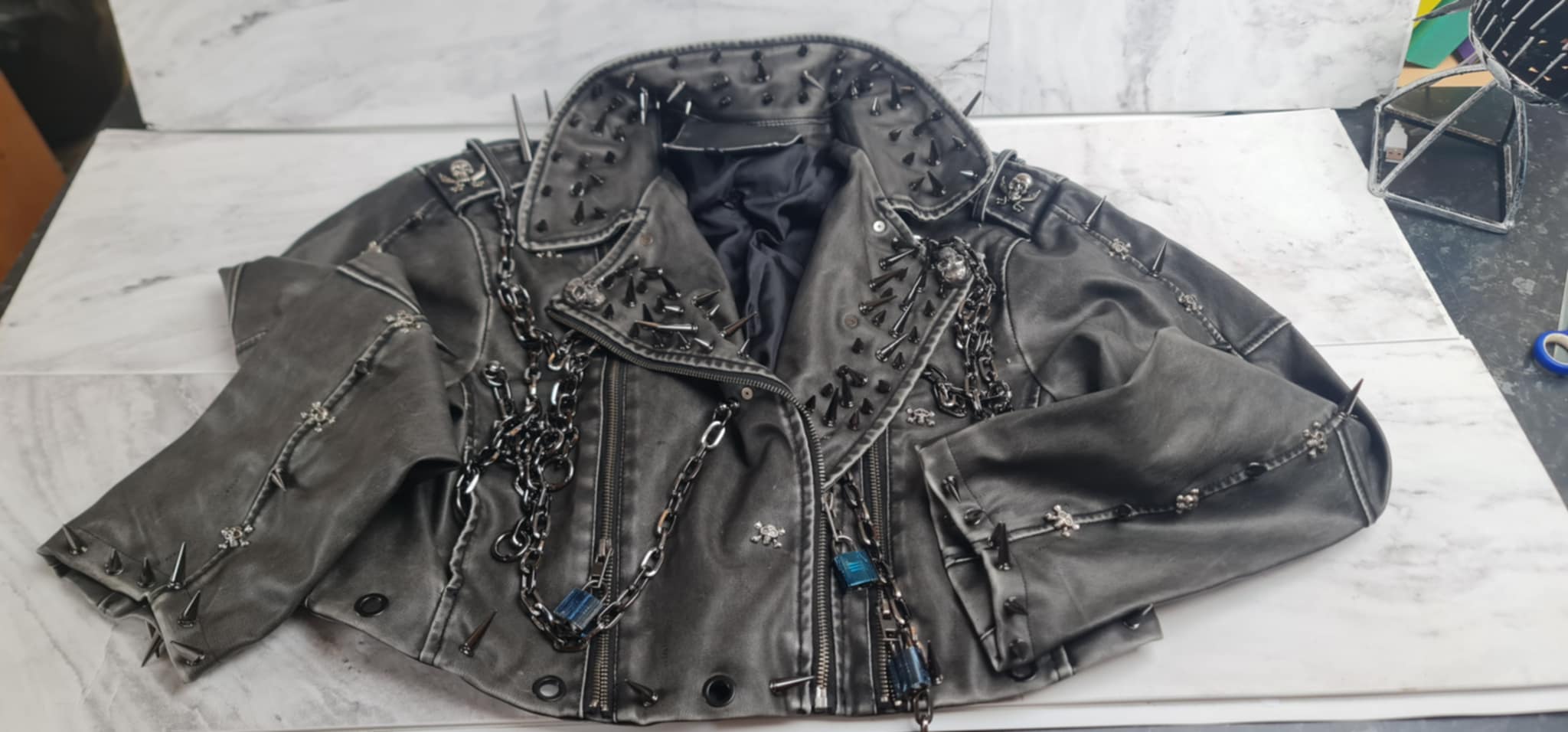 Faux Leather Spiked Jacket - Festigal