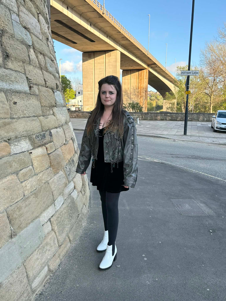 Faux Leather Spiked Jacket