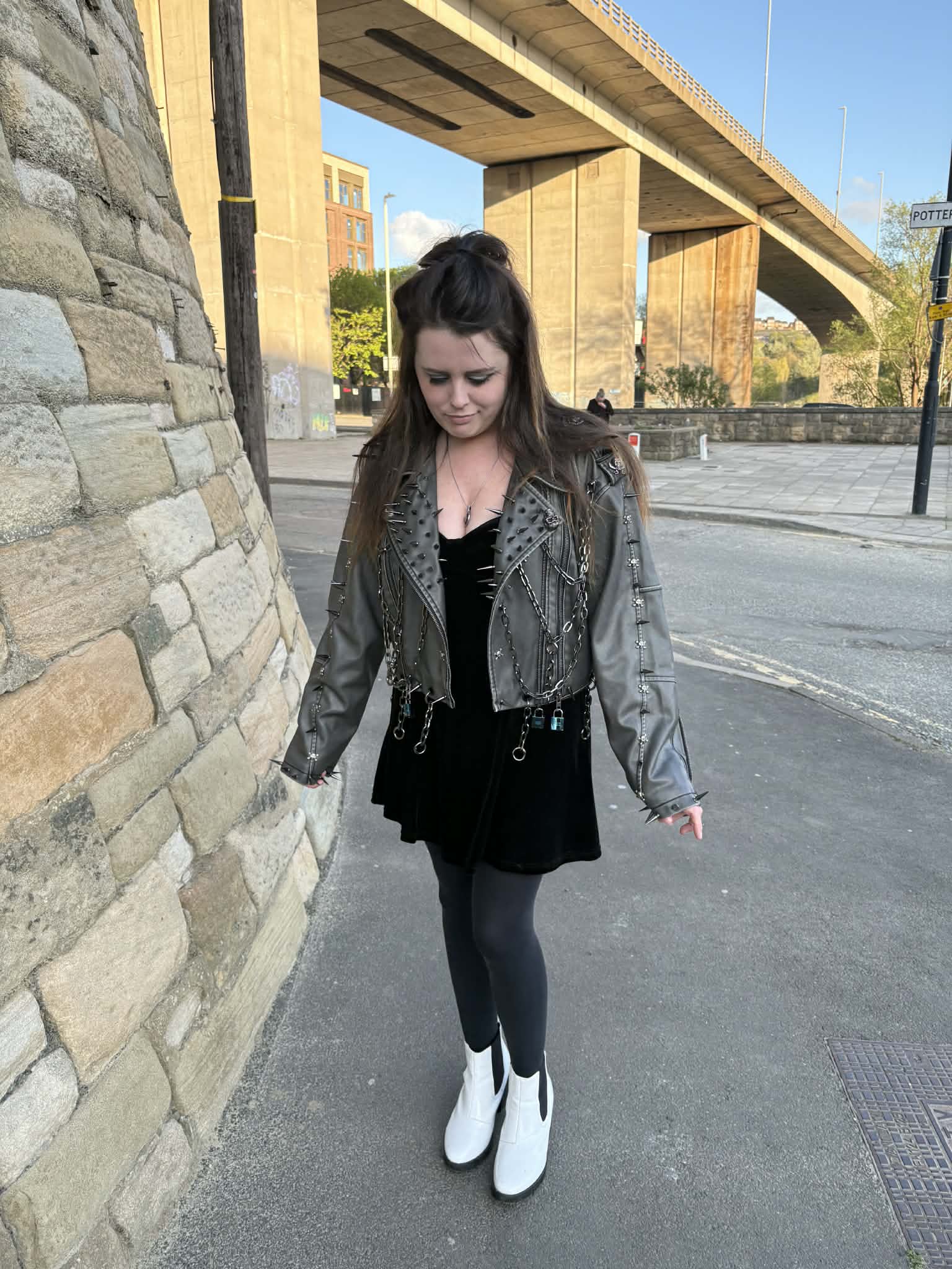 Faux Leather Spiked Jacket