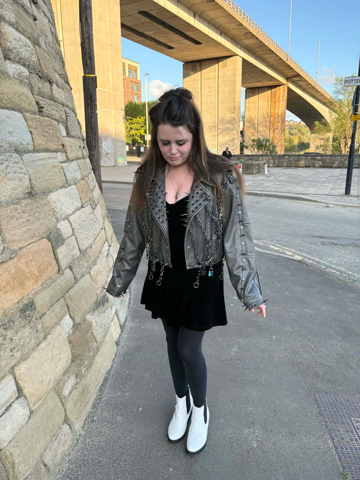 Faux Leather Spiked Jacket