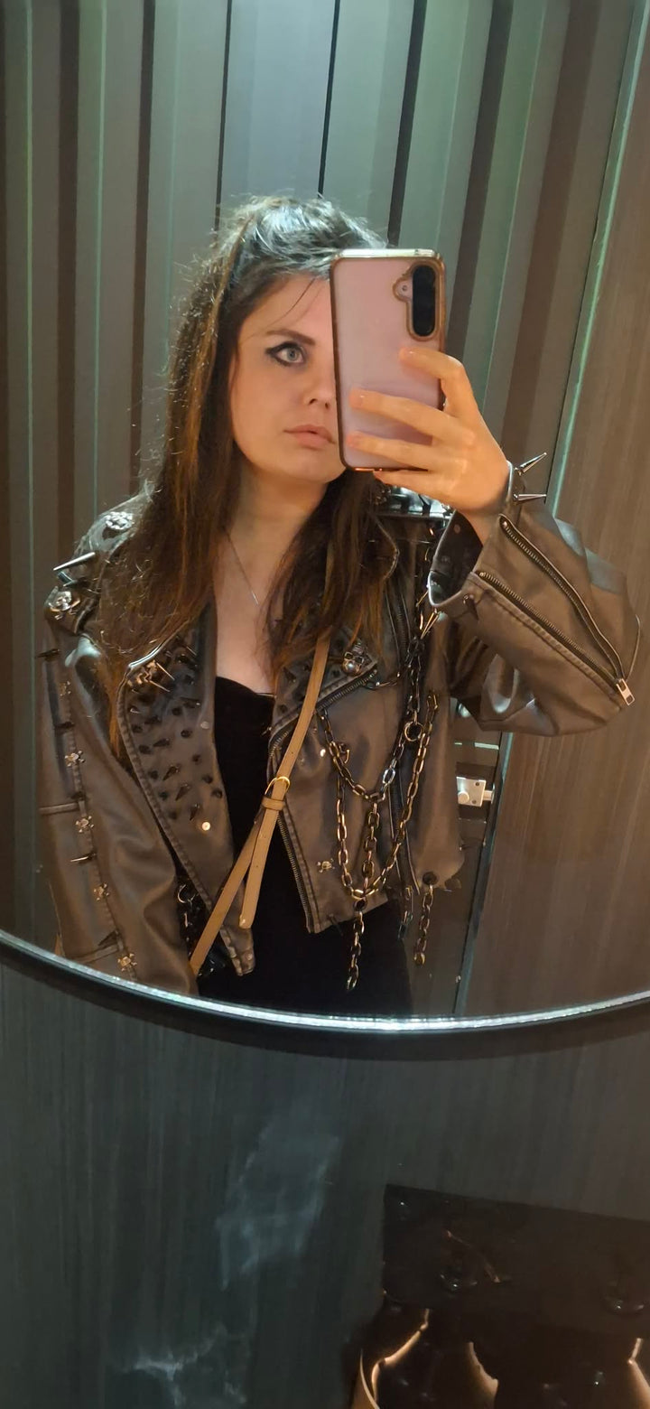 Faux Leather Spiked Jacket