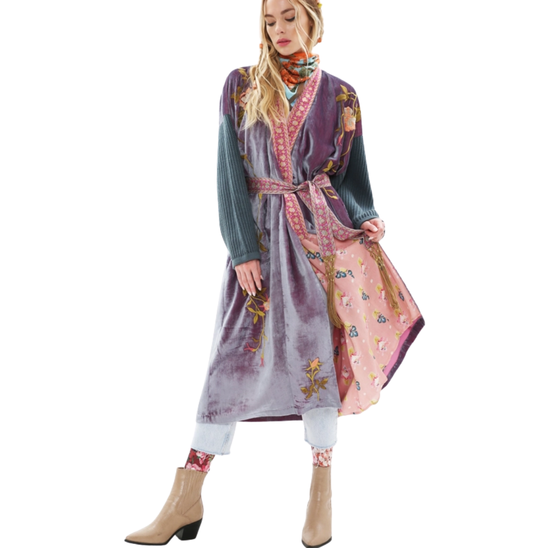 Lilac Velvet Embroidered Jacket