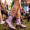 Sequin Heeled Combat Boots