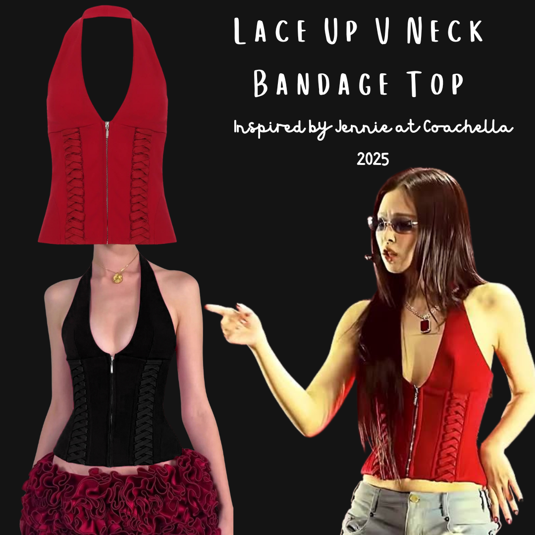 Lace Up V Neck Bandage Top - Festigal