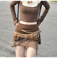Asymmetrical Multi-Layered Mini Skirt