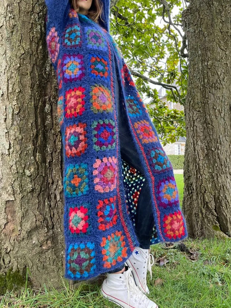 Long Rainbow Crochet Cardigan - Festigal