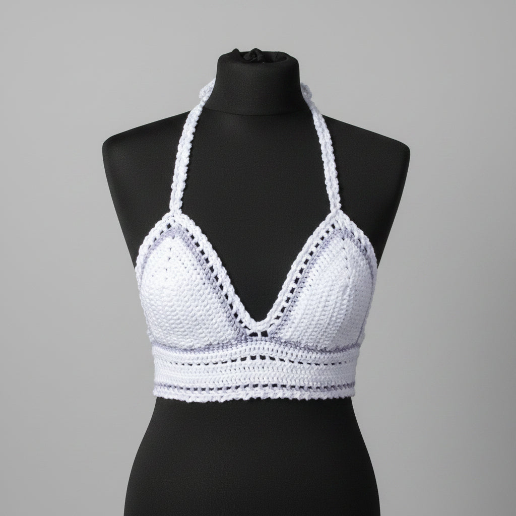 Crochet Festival Bralette Halter Top – Handmade with Optional Padding