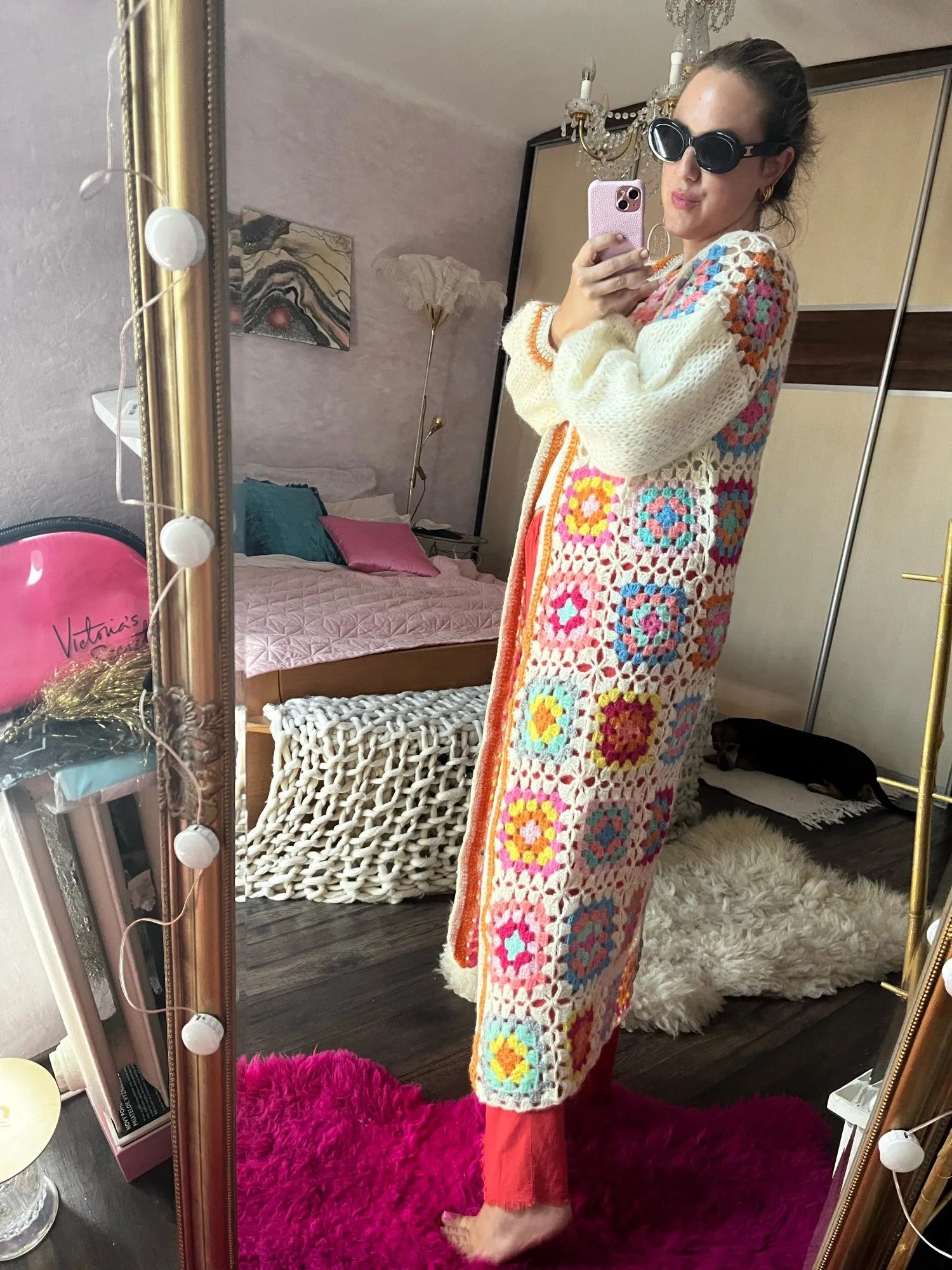 Long Rainbow Crochet Cardigan - Festigal