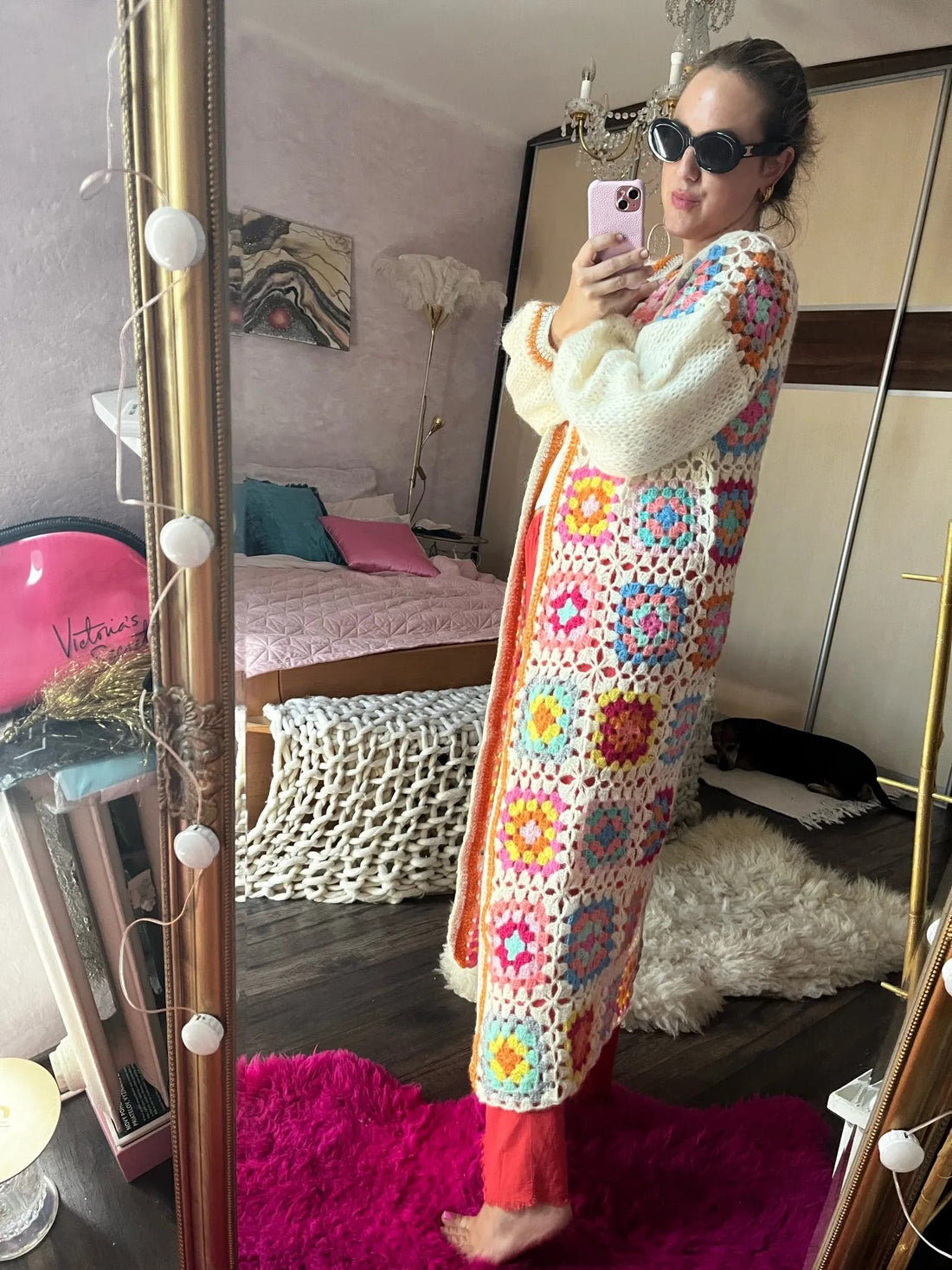 Long Rainbow Crochet Cardigan - Festigal