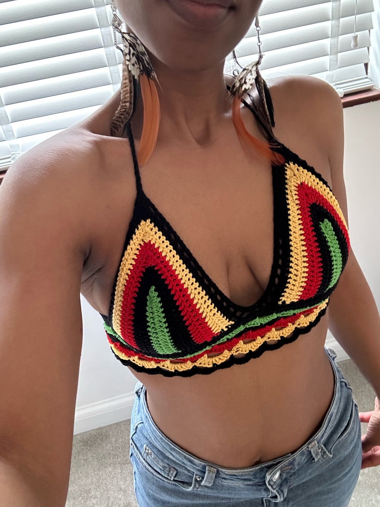 Handmade Crochet Unique Festival Halter Top Bralette. - Festigal