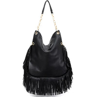 Black Studded Tassel Shoulder Bag