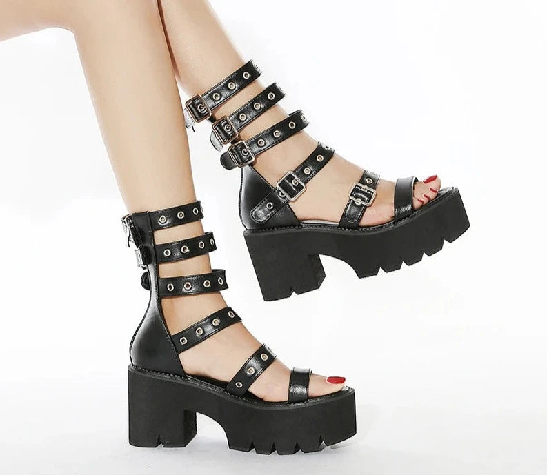 Punk Gladiator Platform Sandals - Festigal