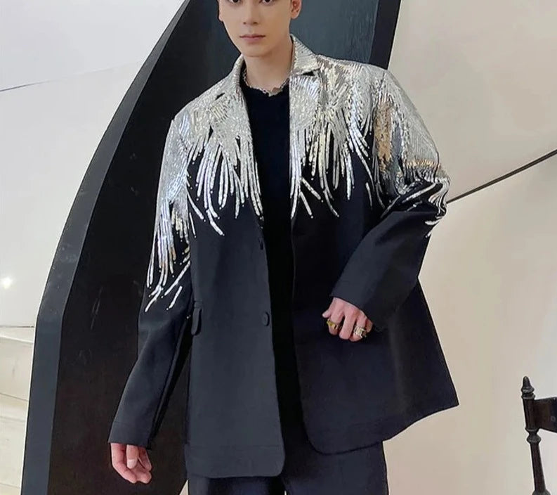 Men's Sequin Feather Blazer