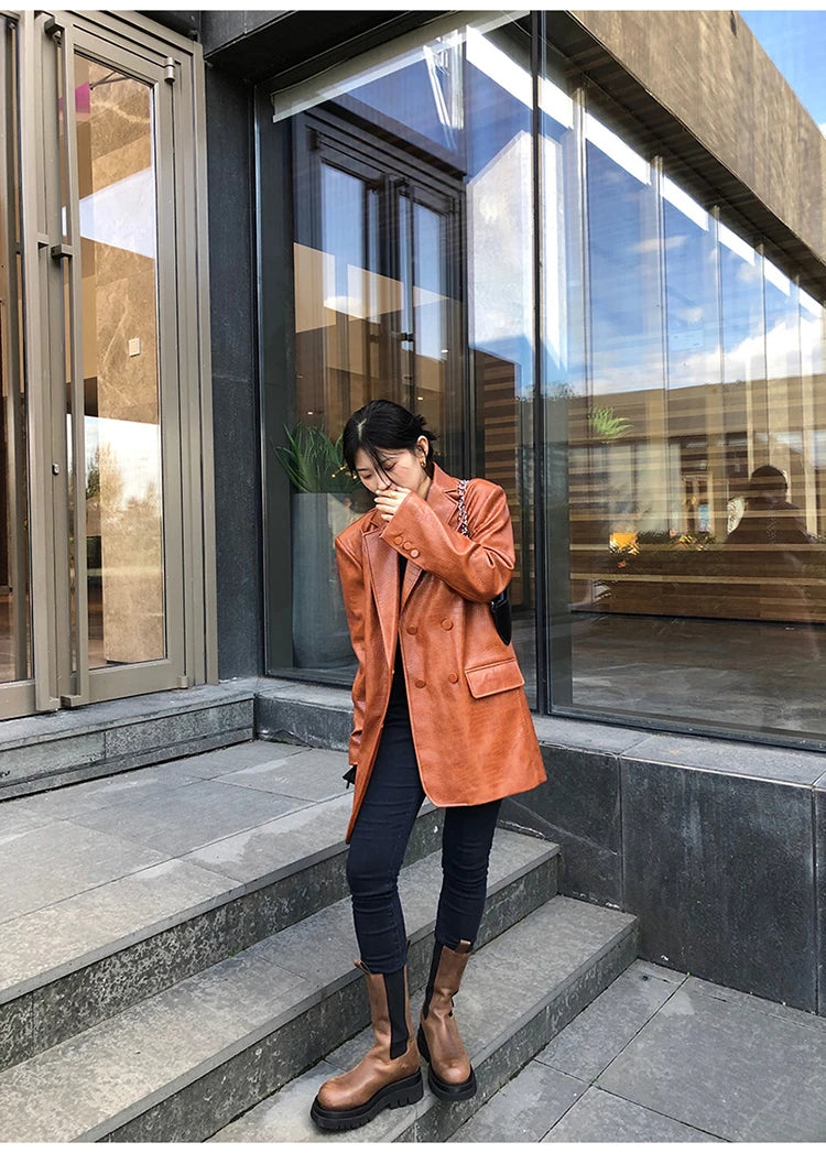 Crocodile Faux Leather Blazer - Festigal