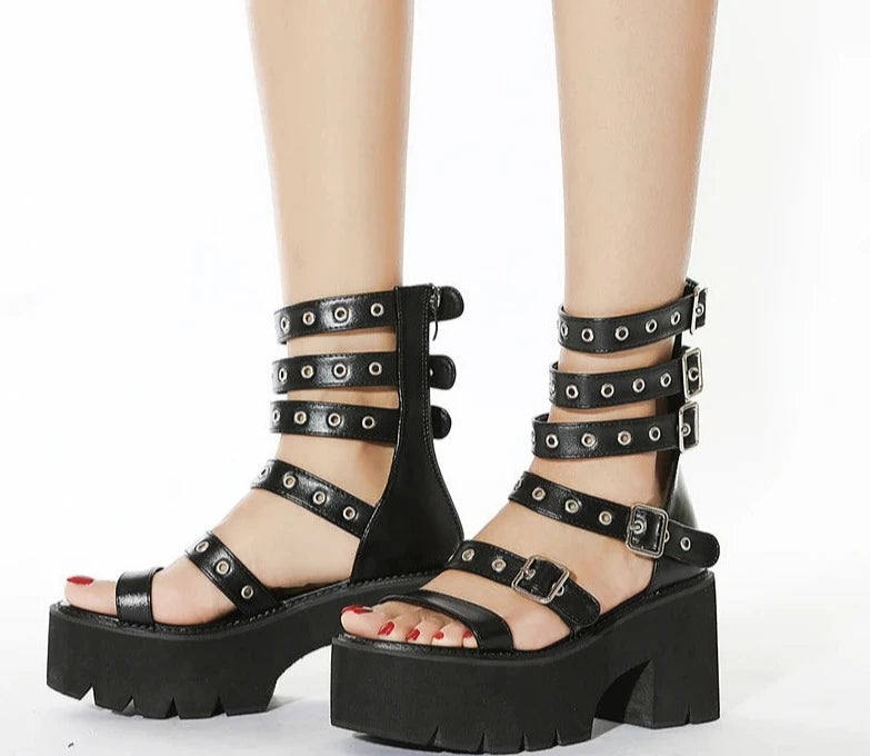 Punk Gladiator Platform Sandals - Festigal