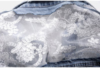 Embroidery Lace Patchwork Denim Jacket - Festigal