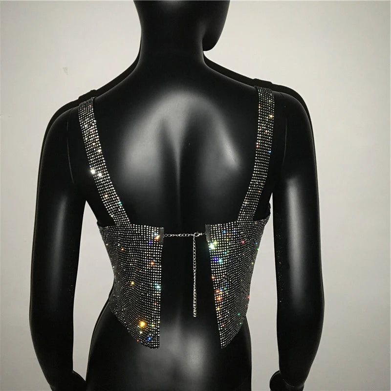 Shiny Metal Effect Rave Mesh Halter - Festigal