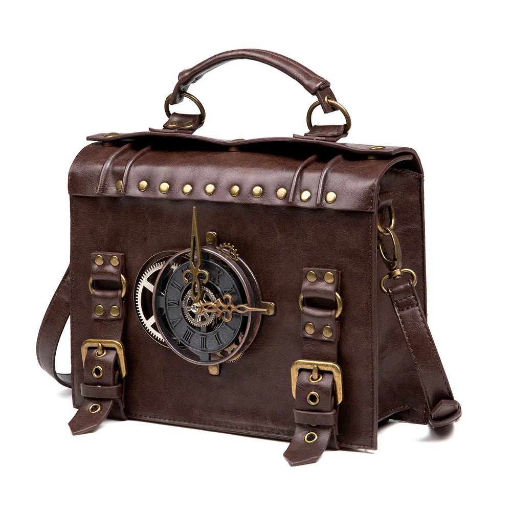 Steampunk Vintage Look Timepiece Shoulder Bag - Festigal
