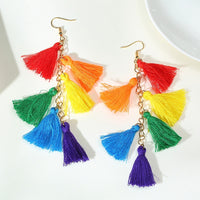 Rainbow Long Tassel Earrings - Festigal