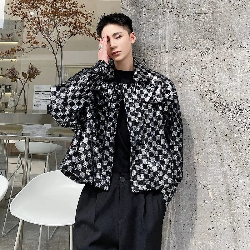 Sequin Checkerboard Men's Jacket - Festigal