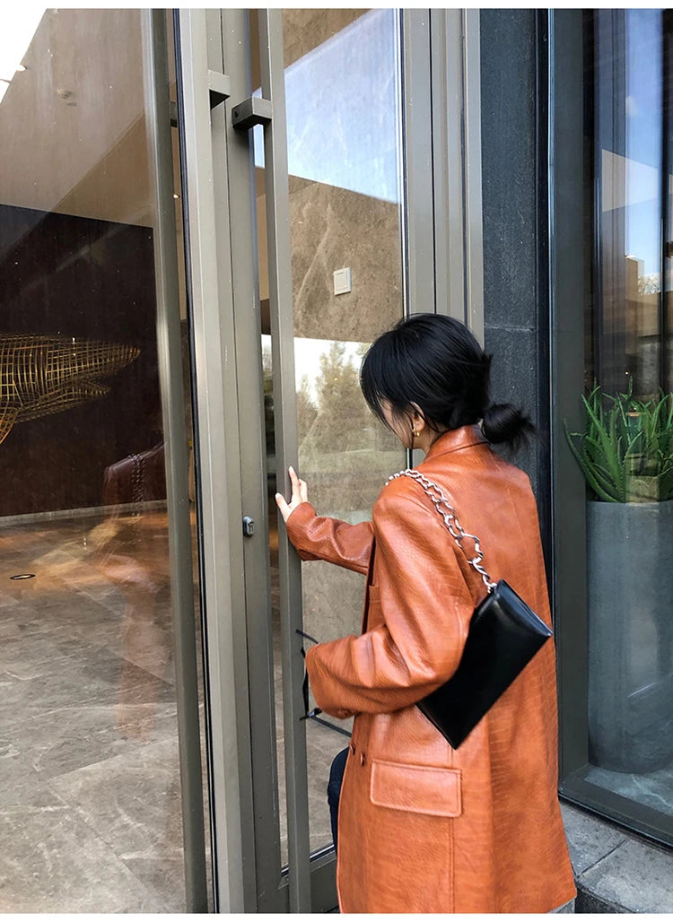 Crocodile Faux Leather Blazer - Festigal