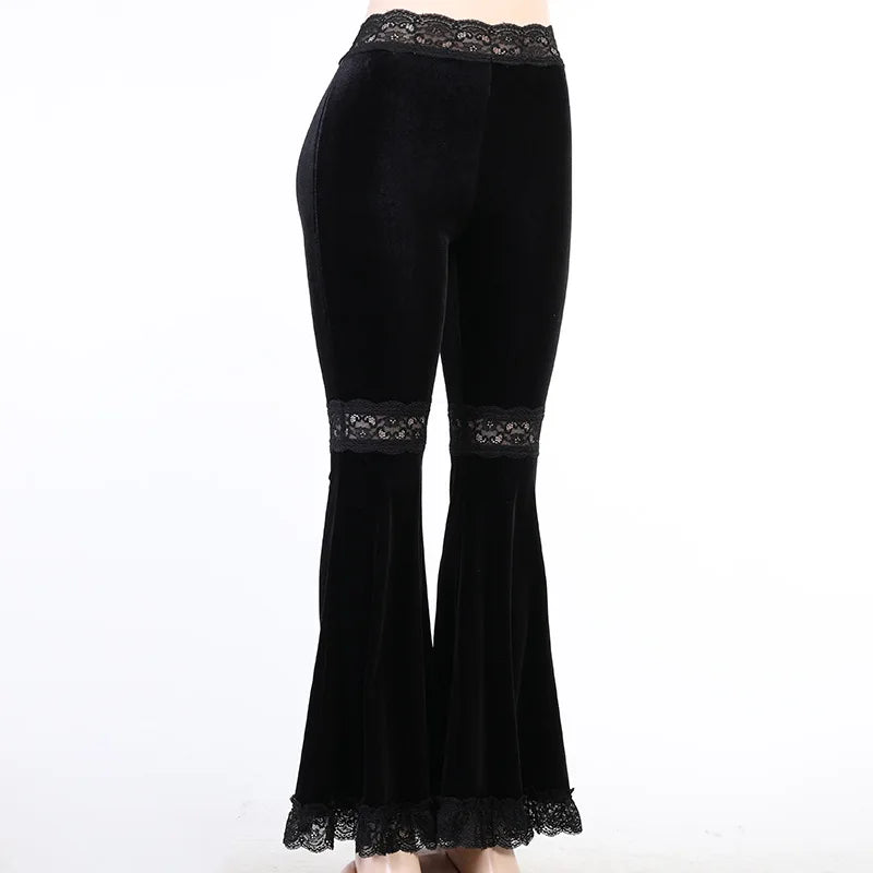 Goth Lace Velvet Flares - Festigal