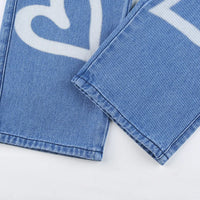 Vintage Heart Printed Wide Legged Jeans - Festigal