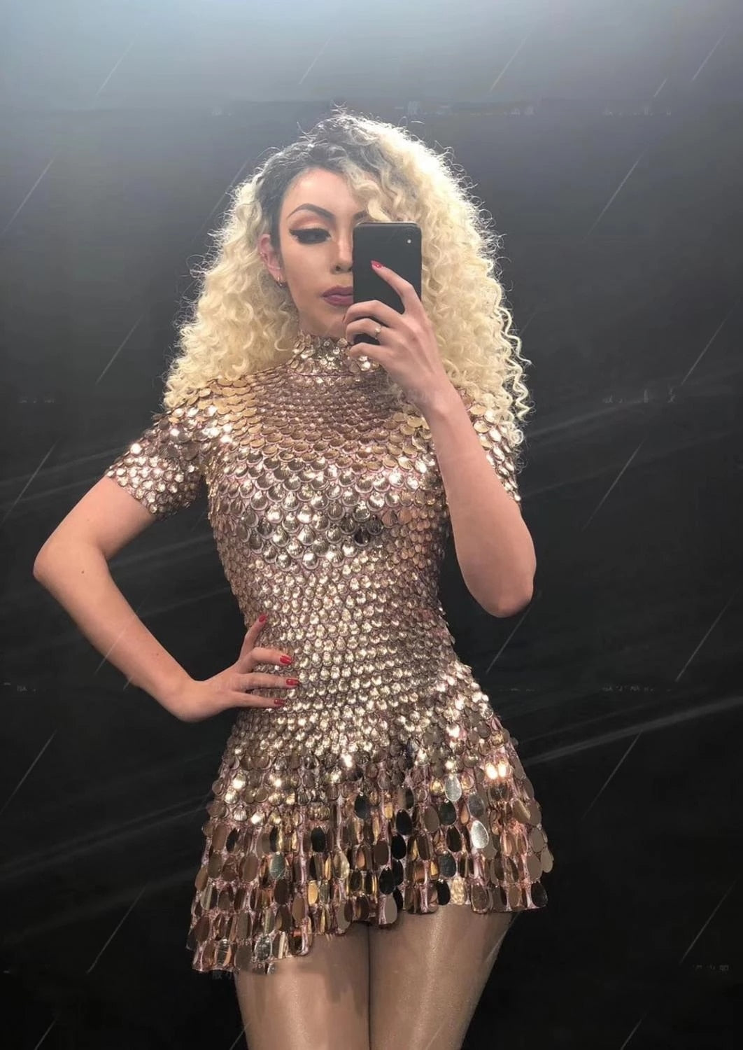 Shimmering Sequins Mermaid Leotard Micro Dress - Festigal