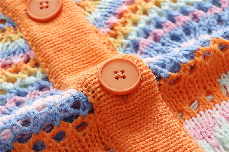 Colourful Striped Knitted Cardigan - Festigal