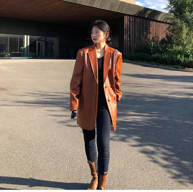 Crocodile Faux Leather Blazer - Festigal