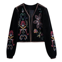 Floral Velvet Embroidered Bolero Jacket