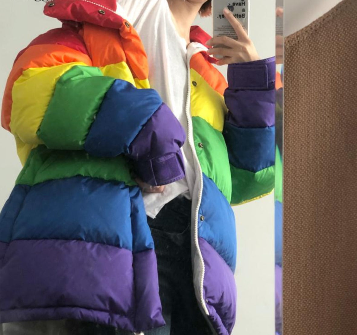 Rainbow Striped Puffer Jacket - Festigal