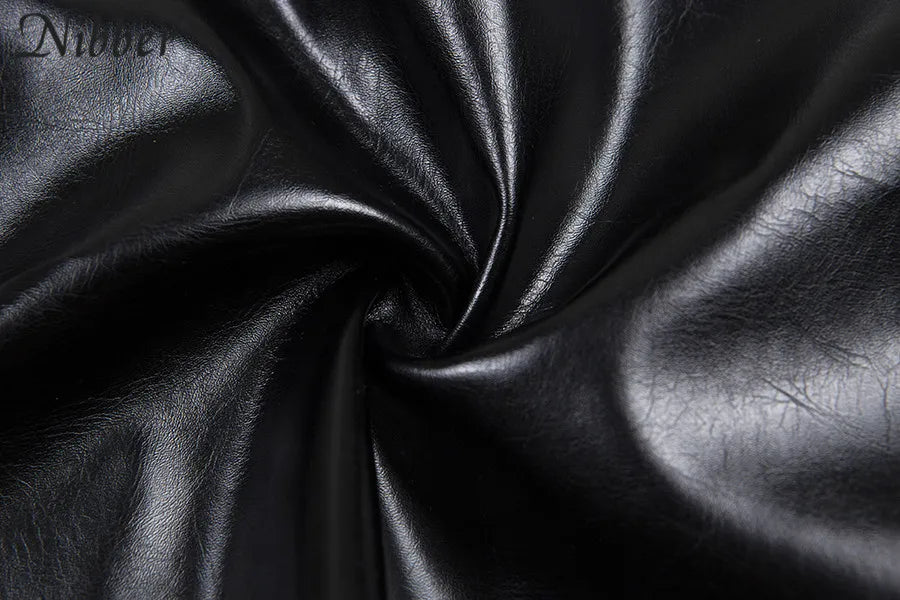 Lace Up Black PU Leather Crop Top - Festigal