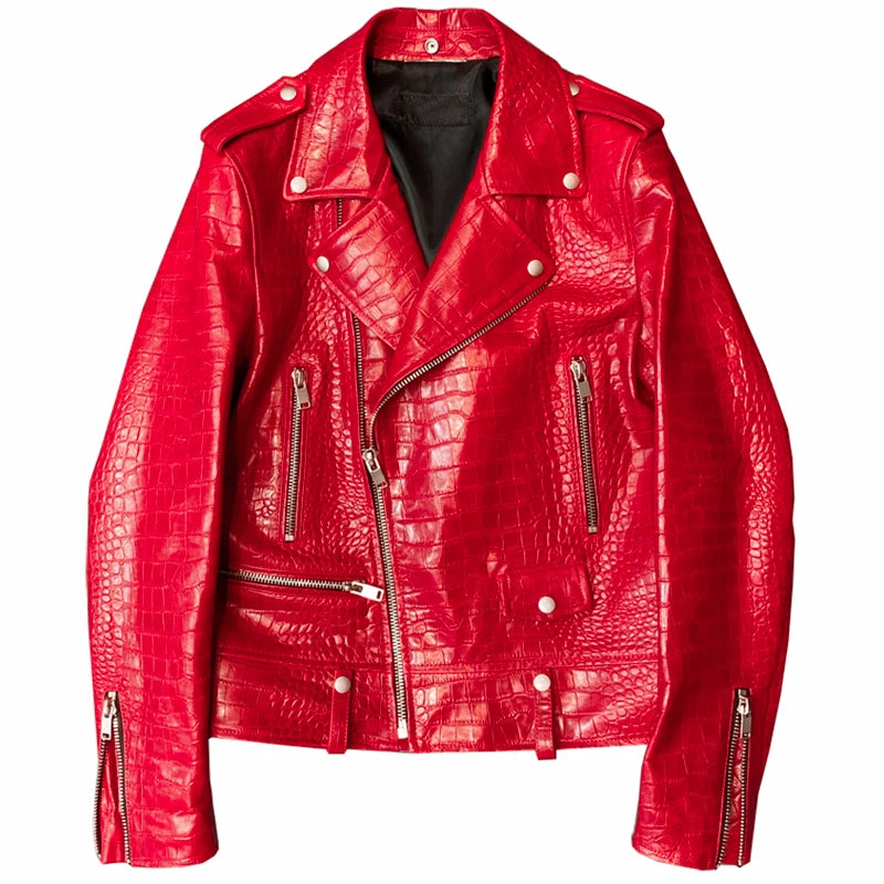 Men's Faux Crocodile Leather Jacket