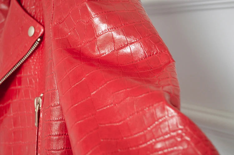 Men's Faux Crocodile Leather Jacket - Festigal