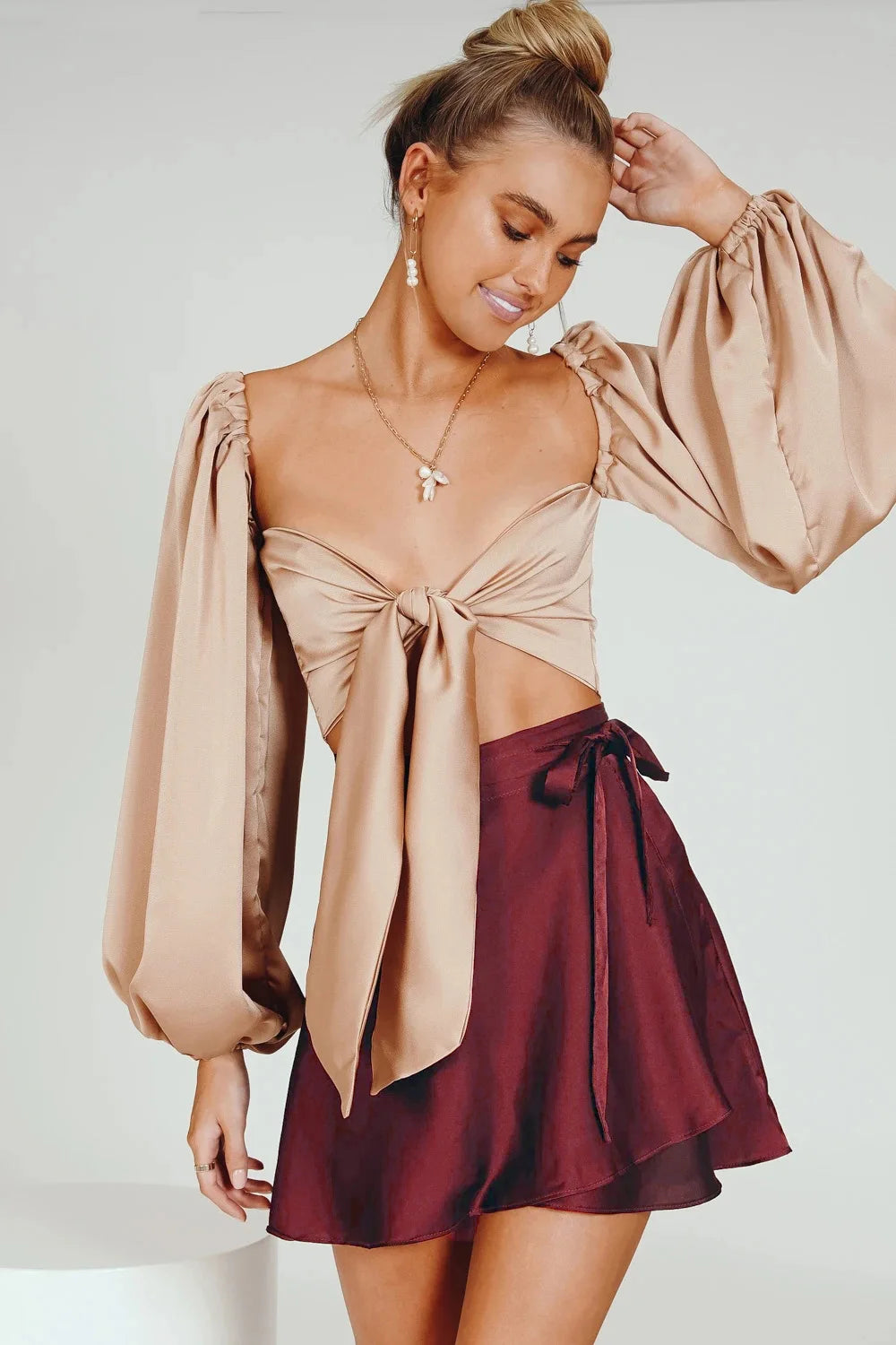 Satin Wrap Mini Skirt - Festigal