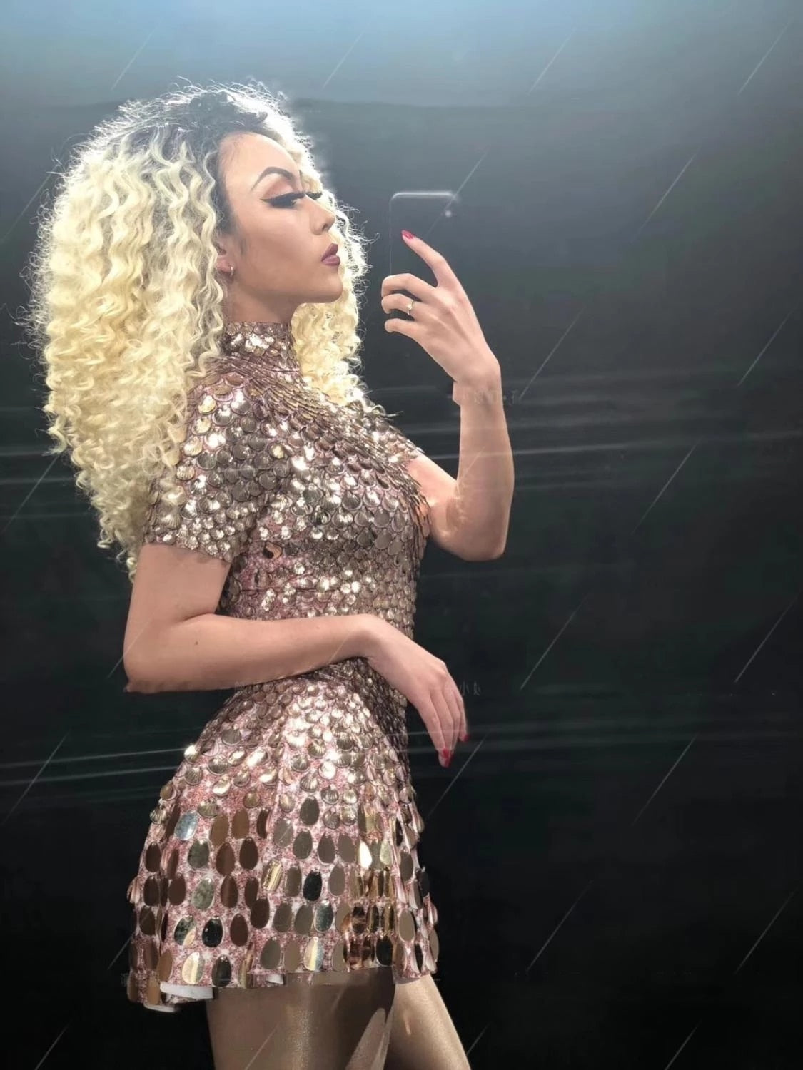 Shimmering Sequins Mermaid Leotard Micro Dress - Festigal