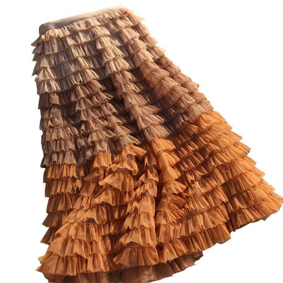 Ombre Colours Ruffle Maxi Skirt